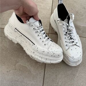 Alexander McQueen White and Black Speckled Sneakers